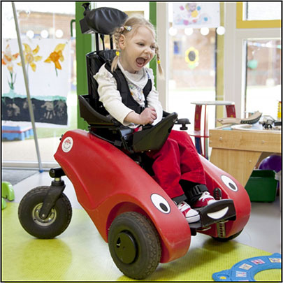 Four-year-old Erin enjoys her free loan Wizzybug